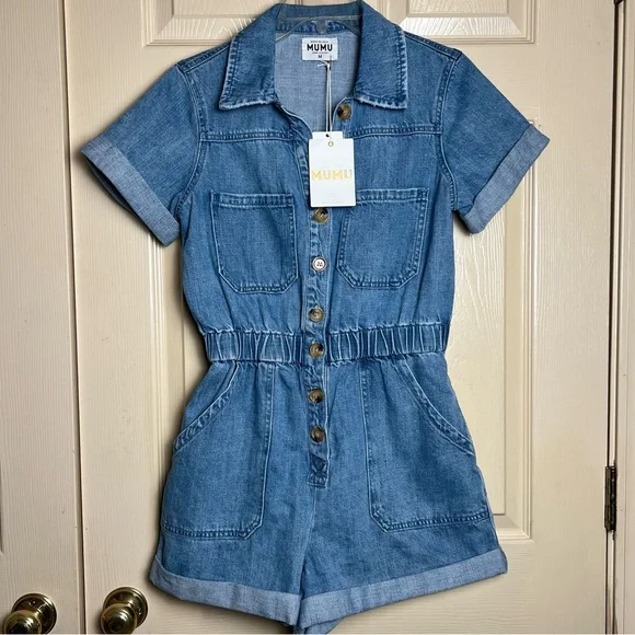 Show Me Your MuMu Canon Denim Romper - Picture 3 of 12